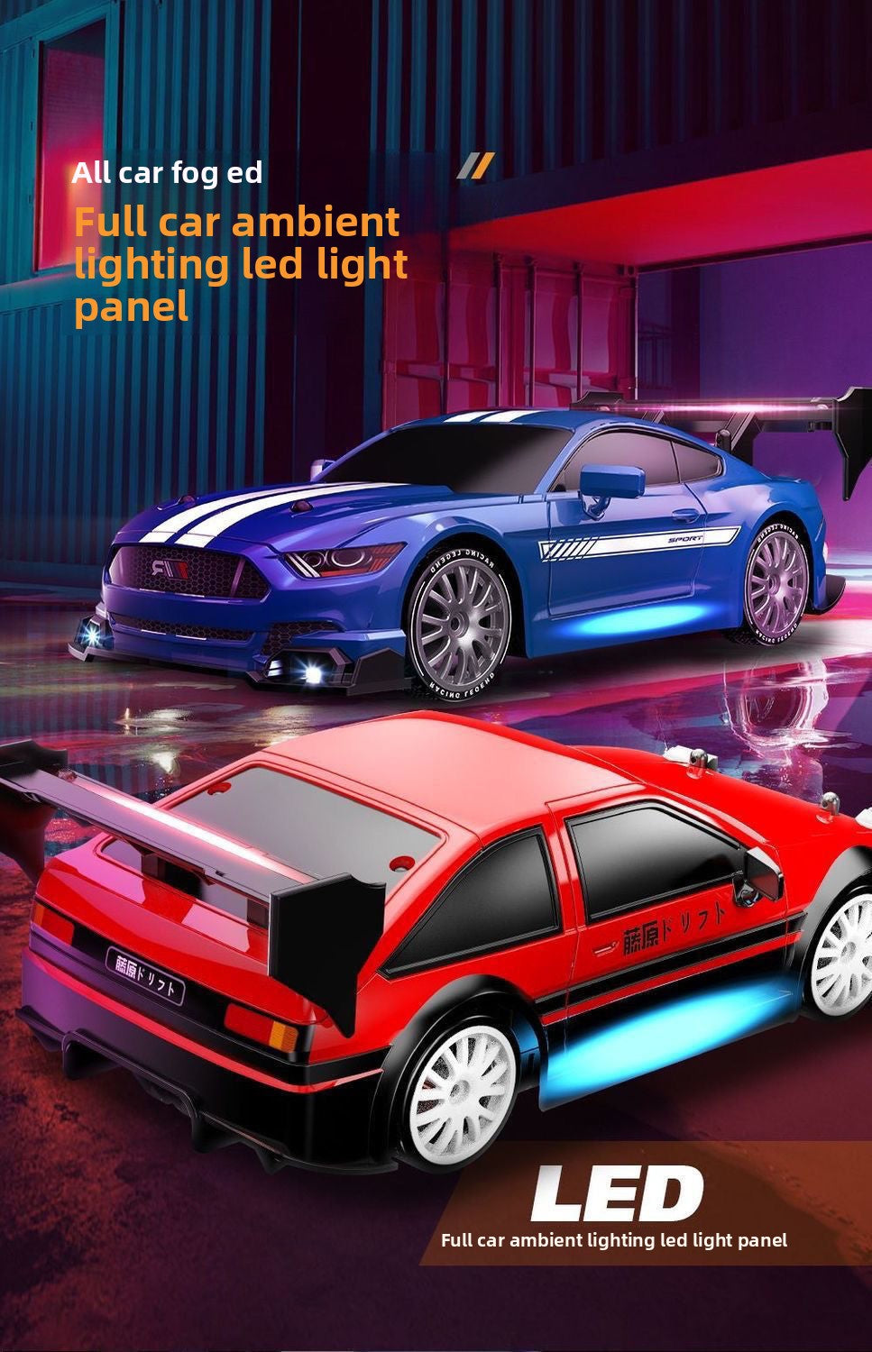 1:16 4WD LED Drift RC Car – High-Speed Rechargeable Racing Machine 🏁