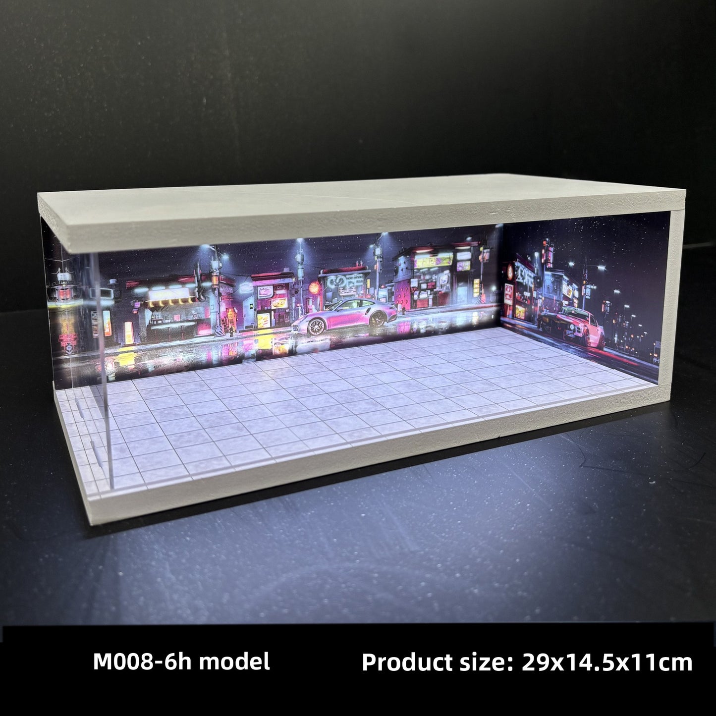 Cyberpunk LED Diecast Display Garage – 1:64 Collector Diorama 🌆🏁