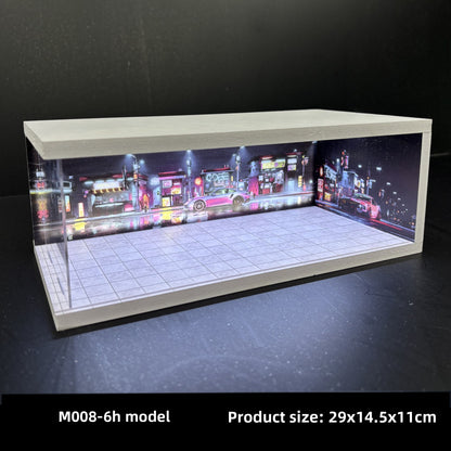 Cyberpunk LED Diecast Display Garage – 1:64 Collector Diorama 🌆🏁