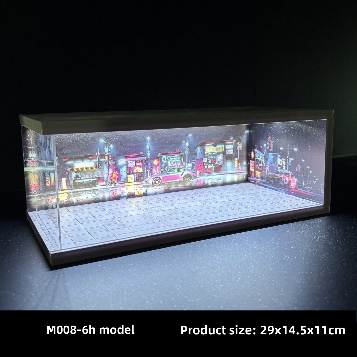 Cyberpunk LED Diecast Display Garage – 1:64 Collector Diorama 🌆🏁