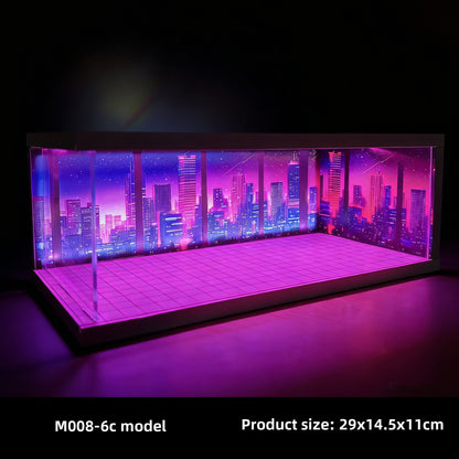 Cyberpunk LED Diecast Display Garage – 1:64 Collector Diorama 🌆🏁