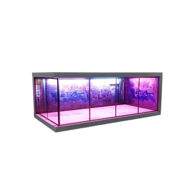 Cyberpunk LED Diecast Display Garage – 1:64 Collector Diorama 🌆🏁