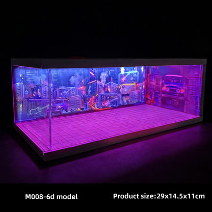 Cyberpunk LED Diecast Display Garage – 1:64 Collector Diorama 🌆🏁
