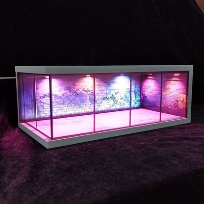 Cyberpunk LED Diecast Display Garage – 1:64 Collector Diorama 🌆🏁